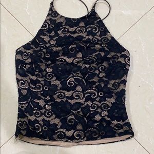 black lace crop top